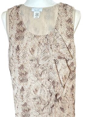 KATE HILL Tan & Brown Snake Print 100% Polyester Top  w/Lining. Size: 2. $22.